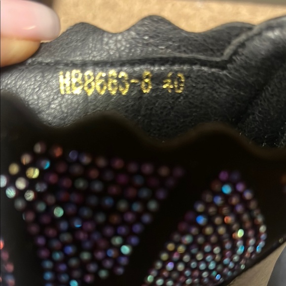 Stunning Black Blue Rhinestone Ankle Boots Zipper back stiletto Heel Eur 40 - Picture 8 of 8